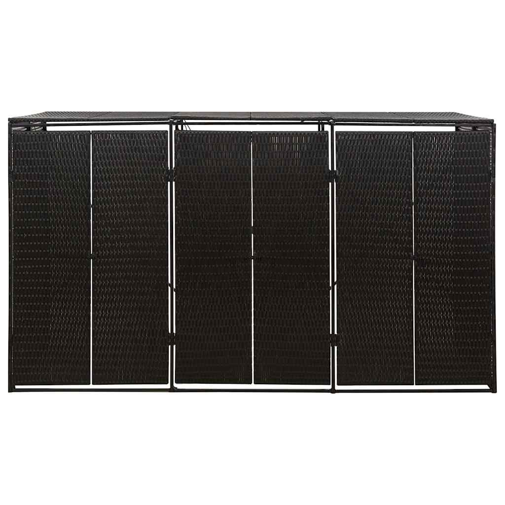 Wheelie Bin Shed for 3 Bins Black 207x80x117 cm Poly Rattan