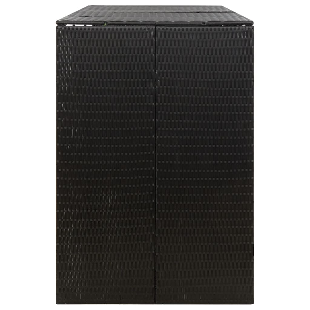 Wheelie Bin Shed for 3 Bins Black 207x80x117 cm Poly Rattan