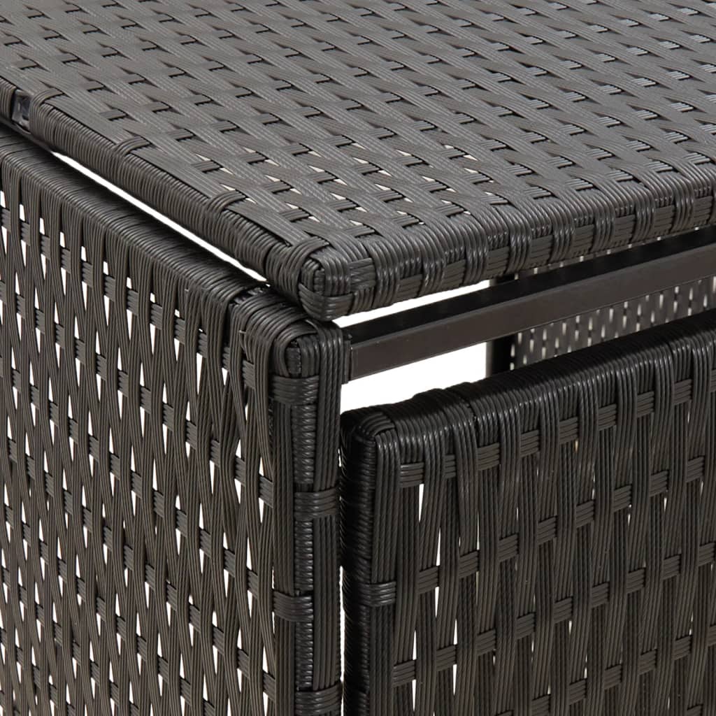 Wheelie Bin Shed for 3 Bins Black 207x80x117 cm Poly Rattan