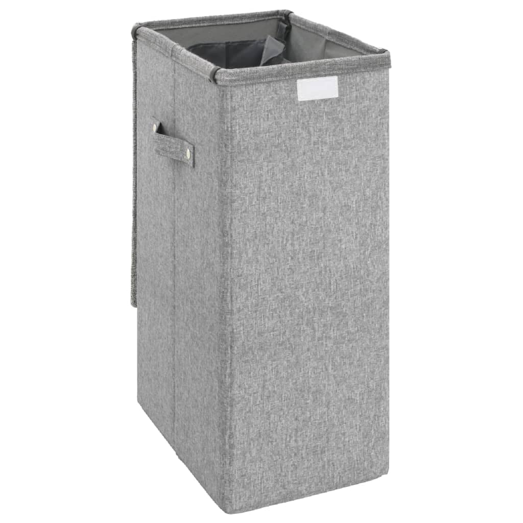 Foldable Laundry Basket Grey 26 x 34.5 x 59.5cm Linen Look Fabric
