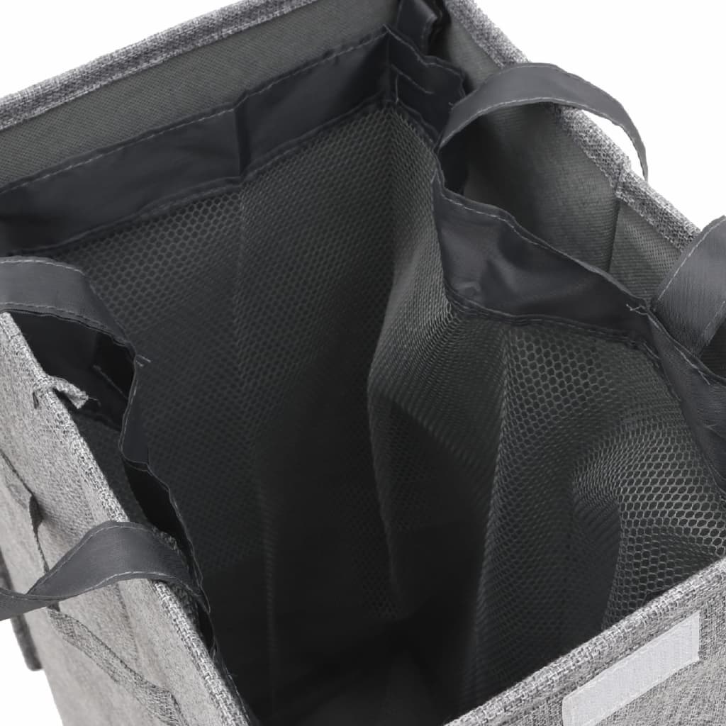 Foldable Laundry Basket Grey 26 x 34.5 x 59.5cm Linen Look Fabric
