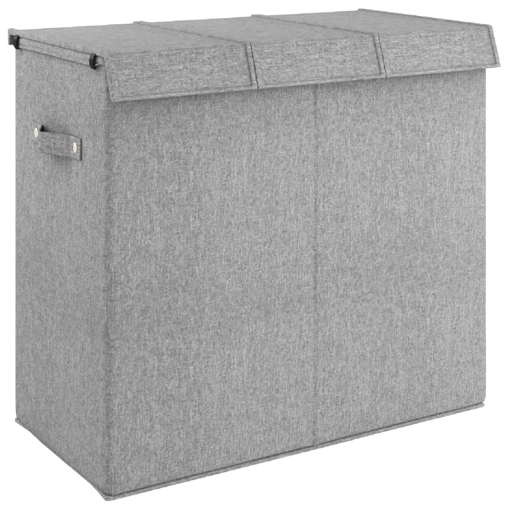 Foldable Laundry Basket Grey 64.5x34.5x59 cm Linen Look Fabric