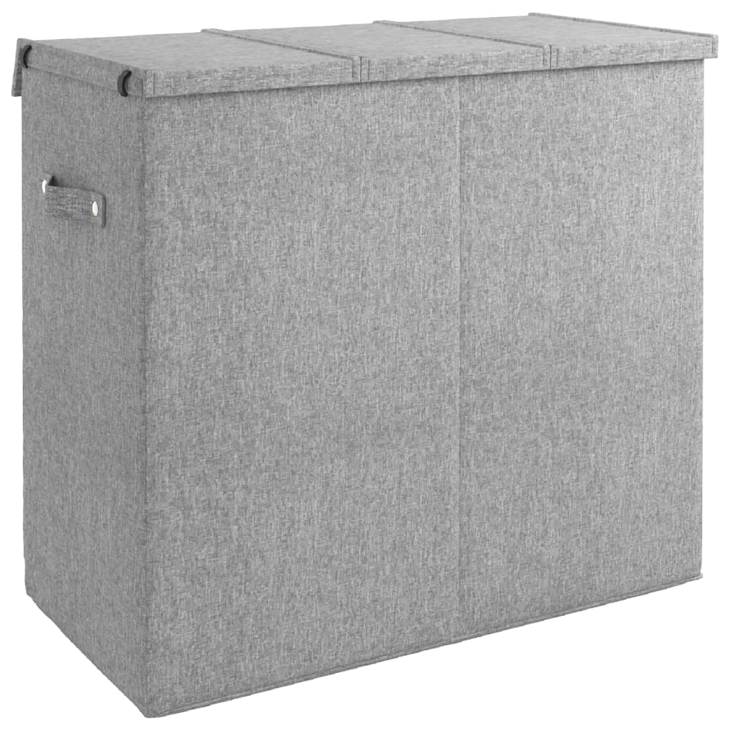 Foldable Laundry Basket Grey 64.5x34.5x59 cm Linen Look Fabric