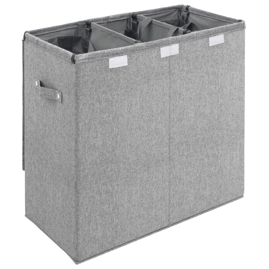 Foldable Laundry Basket Grey 64.5x34.5x59 cm Linen Look Fabric