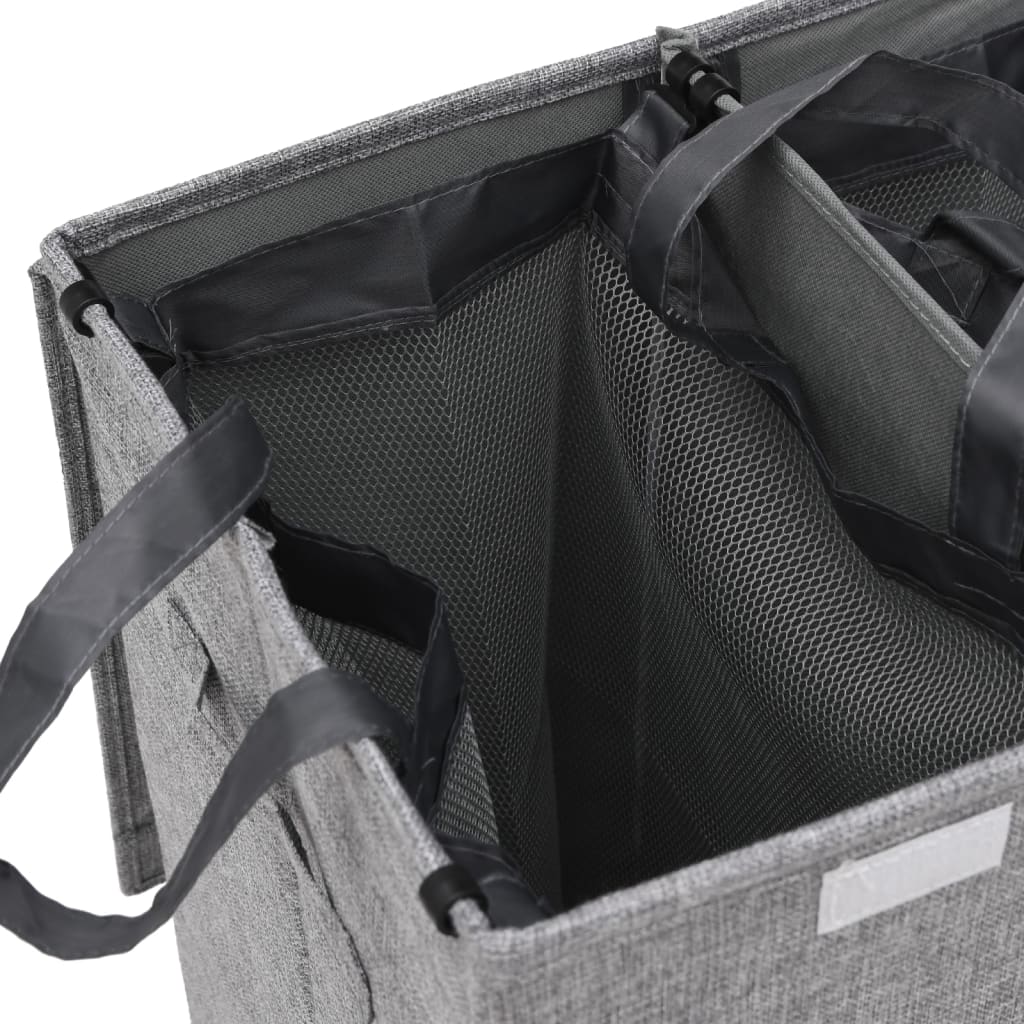 Foldable Laundry Basket Grey 64.5x34.5x59 cm Linen Look Fabric