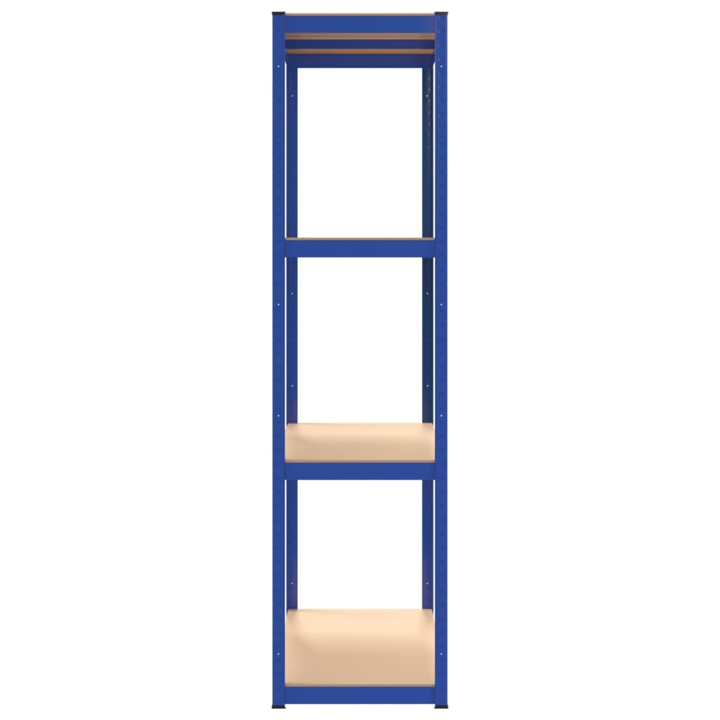 Regale mit 4 Böden 3 Stk. Blau Stahl & Holzwerkstoff