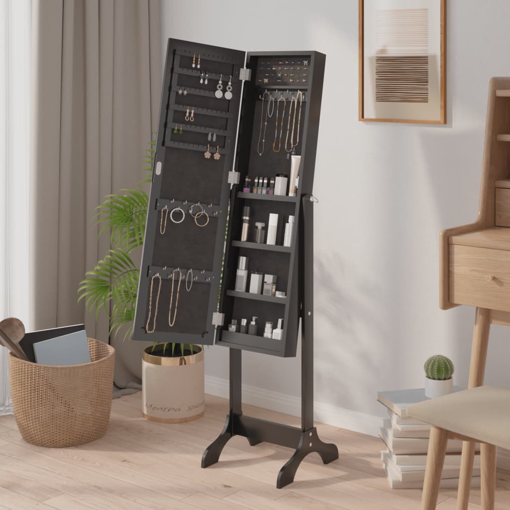 Freestanding Mirror Black 34x37x146 cm