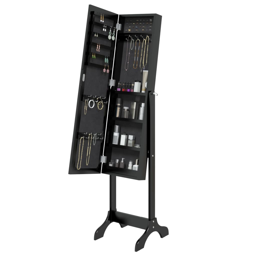 Freestanding Mirror Black 34x37x146 cm