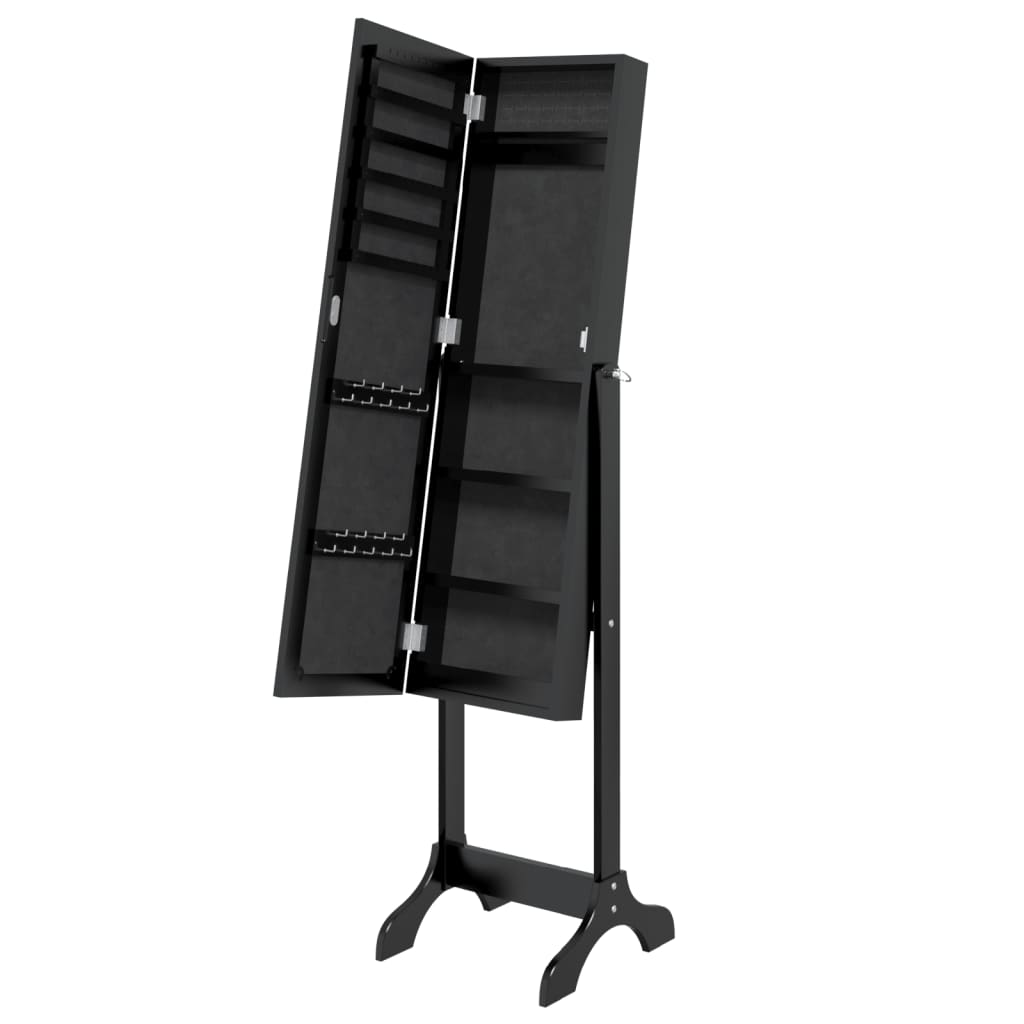 Freestanding Mirror Black 34x37x146 cm