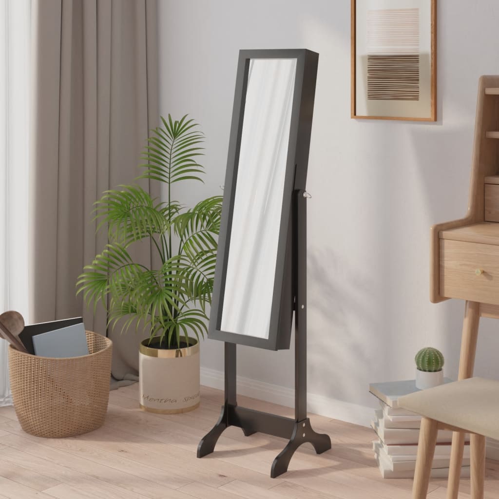 Freestanding Mirror Black 34x37x146 cm