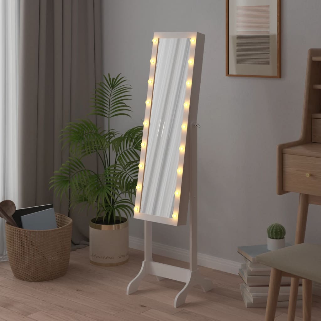 Miroir sur pied LED blanc 34x37x146 cm