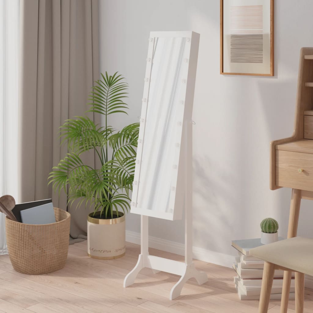 Miroir sur pied LED blanc 34x37x146 cm
