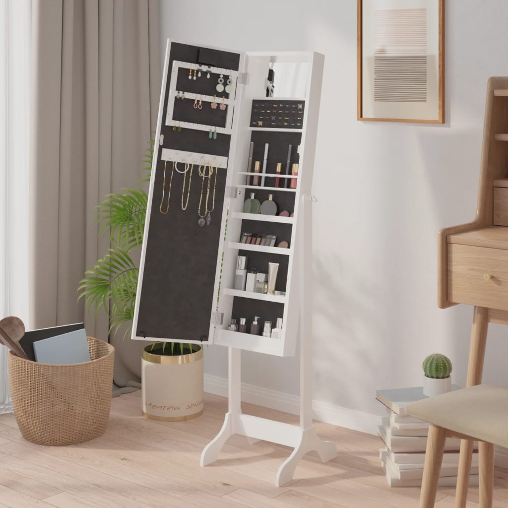 Miroir sur pied LED blanc 34x37x146 cm