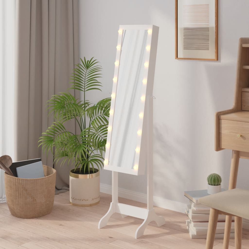 Miroir sur pied LED blanc 34x37x146 cm