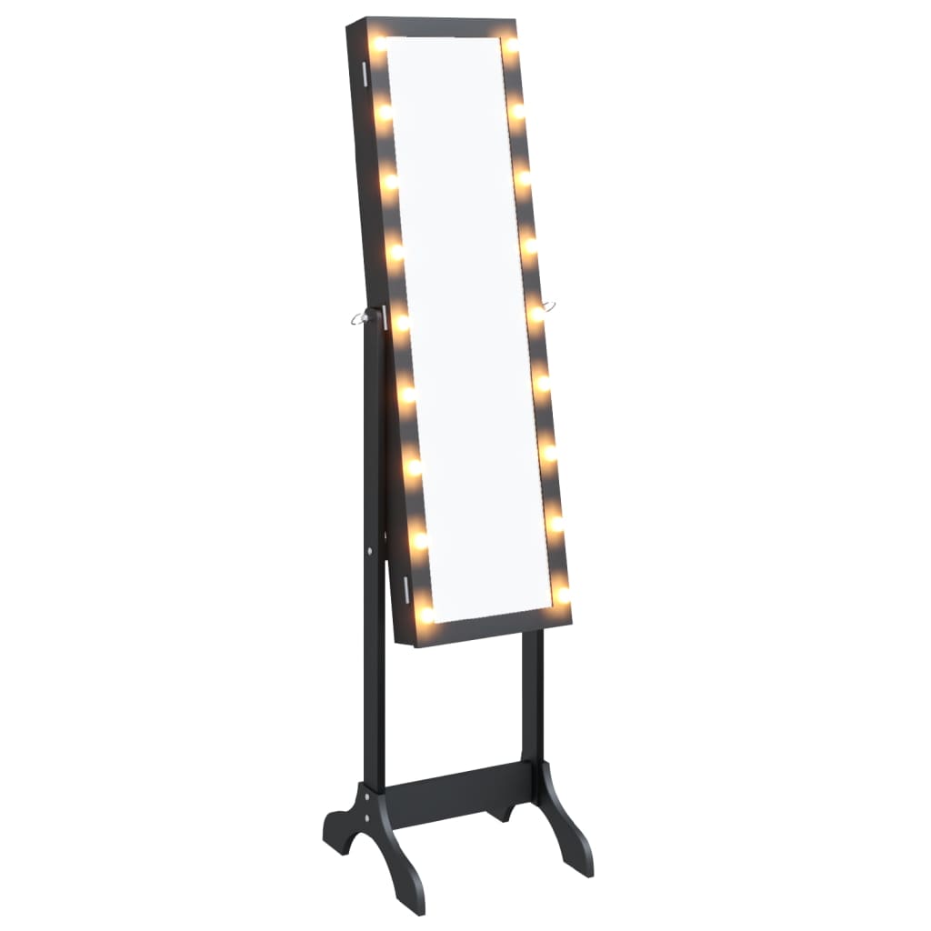 Miroir sur pied LED noir 34x37x146 cm