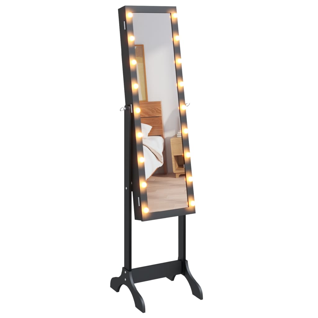 Miroir sur pied LED noir 34x37x146 cm