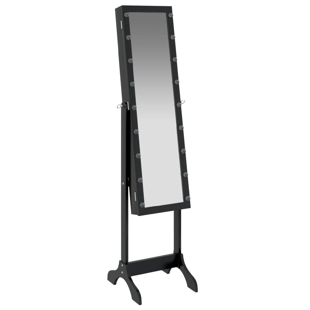 Miroir sur pied LED noir 34x37x146 cm
