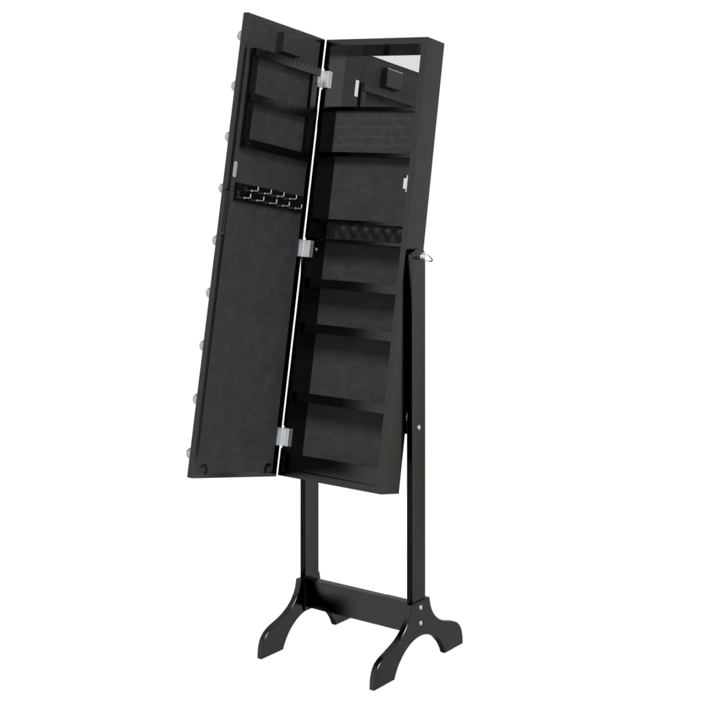 Miroir sur pied LED noir 34x37x146 cm