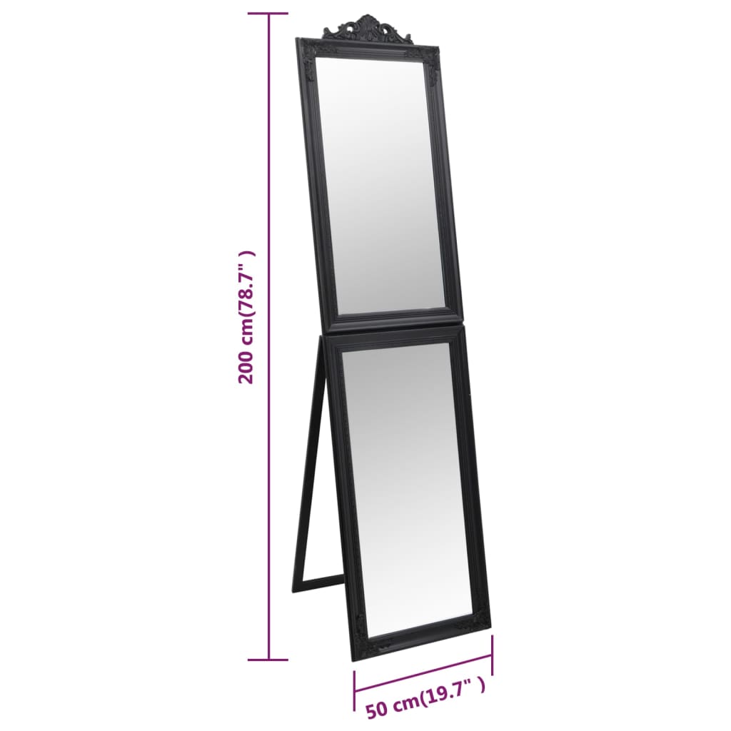 Miroir sur pied noir 50x200 cm