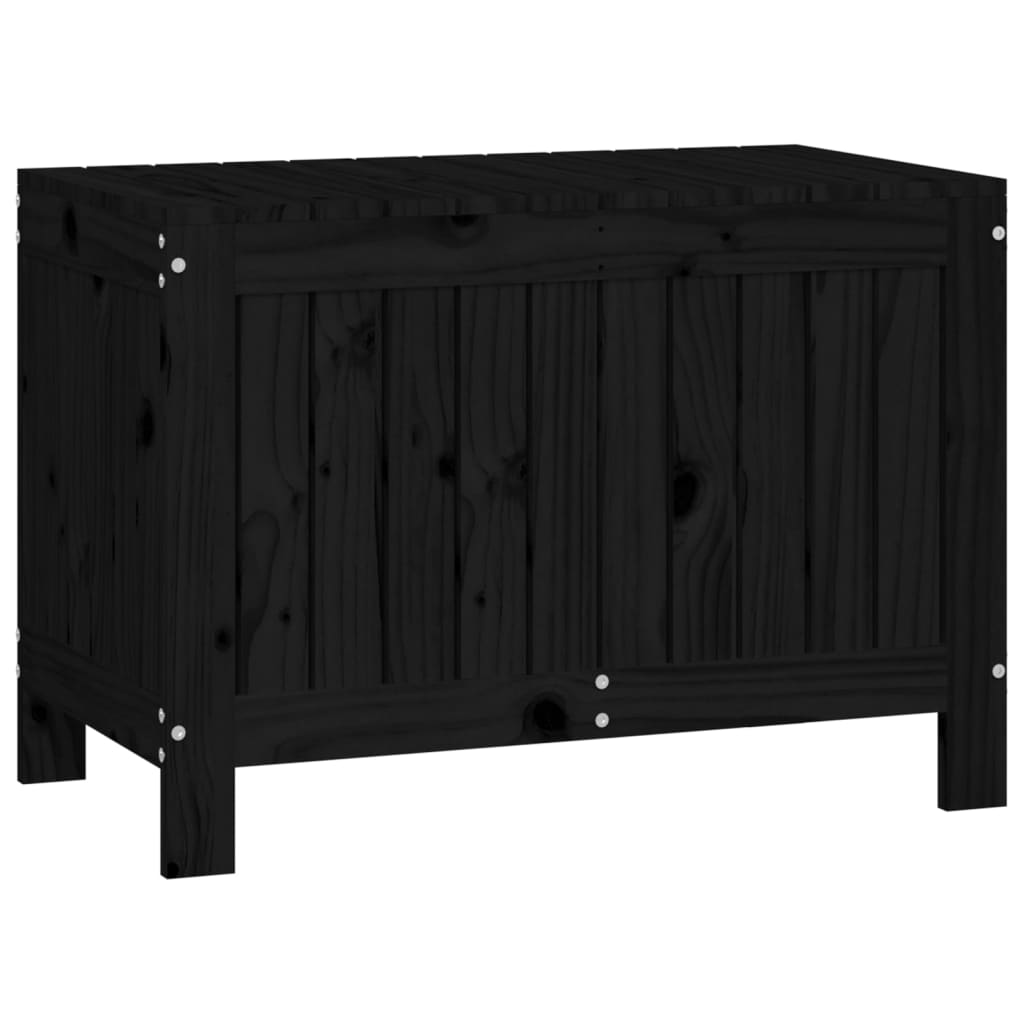 Gartentruhe Schwarz 76x42,5x54 cm Massivholz Kiefer