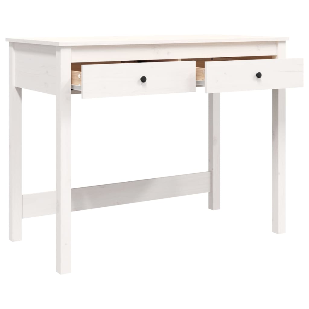 Bureau avec tiroirs Blanc 100x50x78 cm Pin massif
