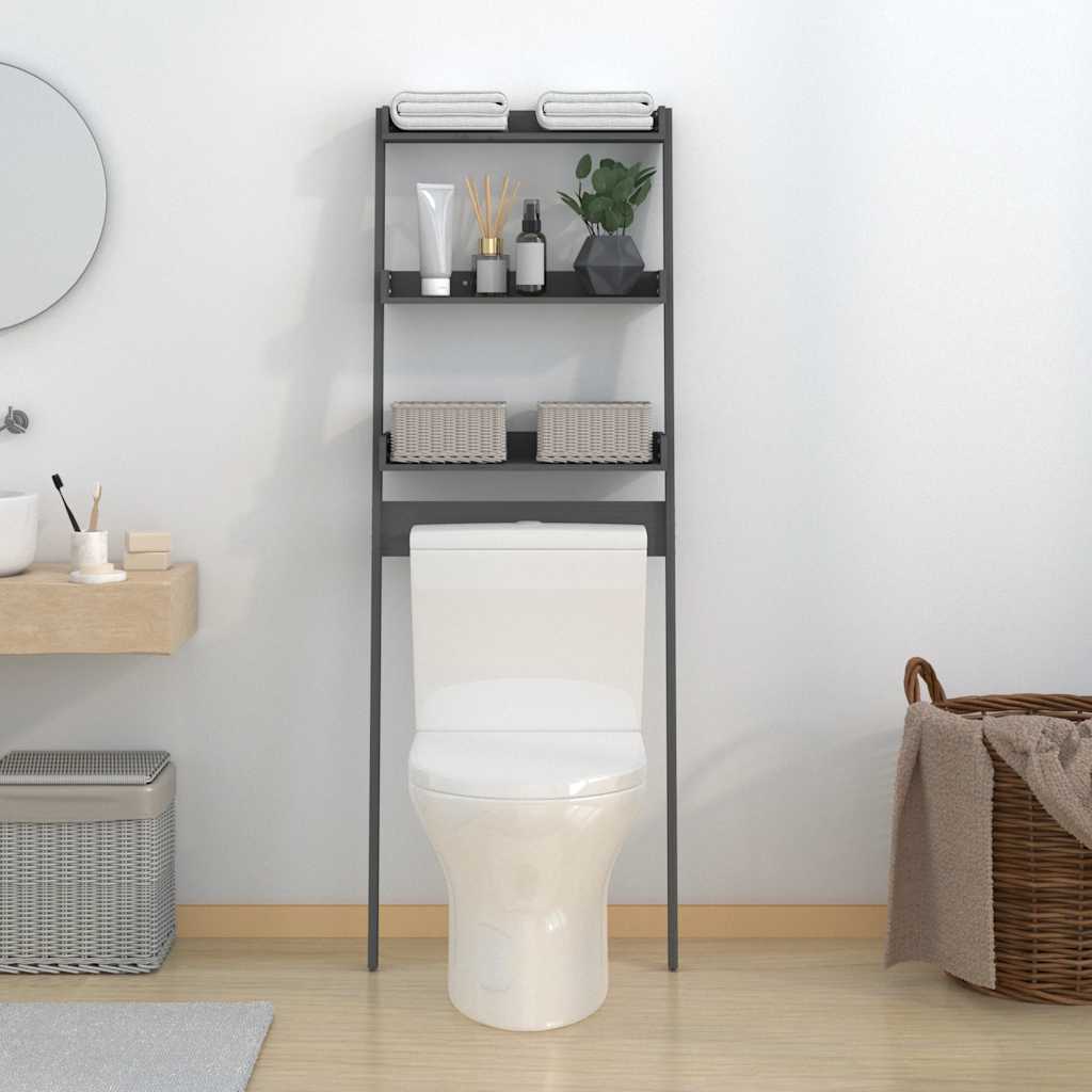 Étagère de toilette gris 63,5x32x179 cm pin massif