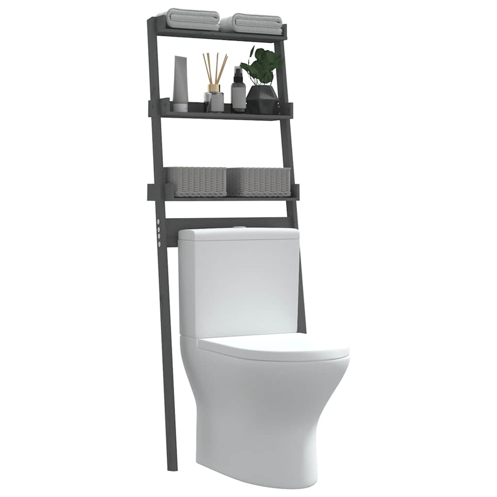 Étagère de toilette gris 63,5x32x179 cm pin massif