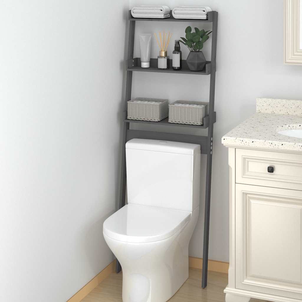 Étagère de toilette gris 63,5x32x179 cm pin massif