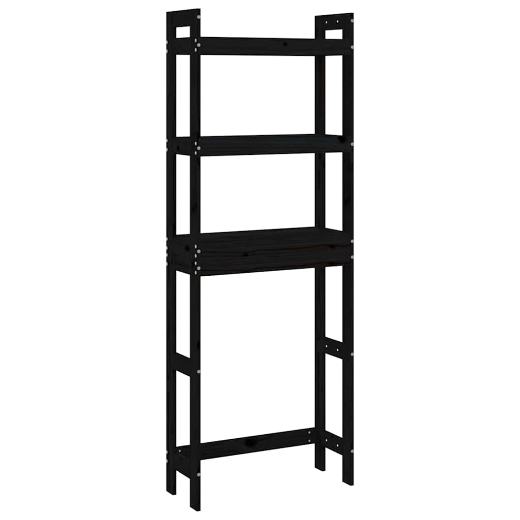 Toilet Rack Black 63x26x171 cm Solid Pine Wood