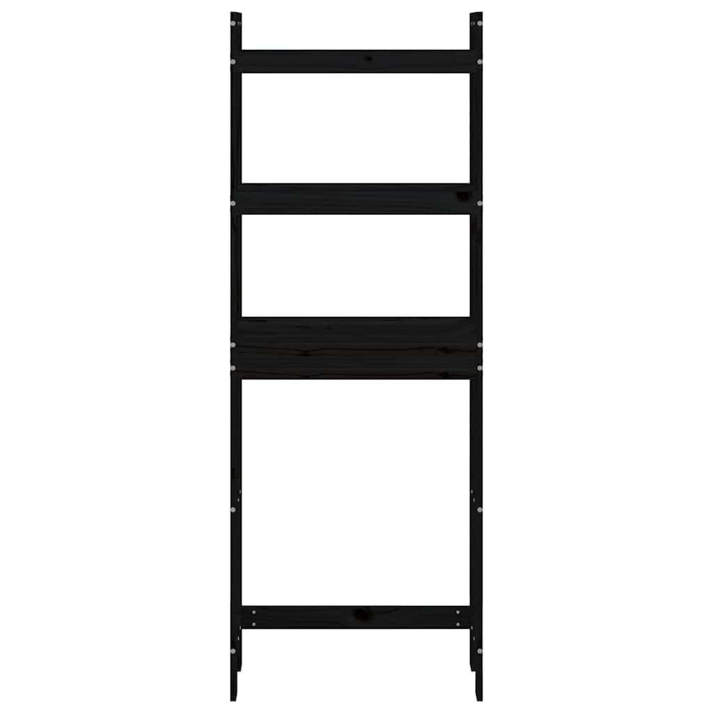 Toilet Rack Black 63x26x171 cm Solid Pine Wood