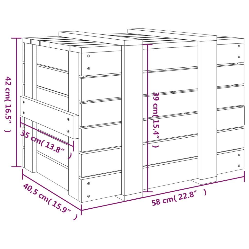 Honey-brown chest 58x40.5x42 cm Solid pine