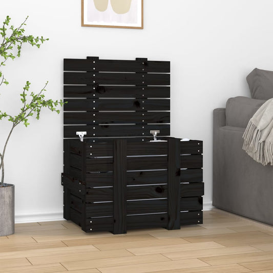 Trunk Black 58x40.5x42 cm Solid Pine