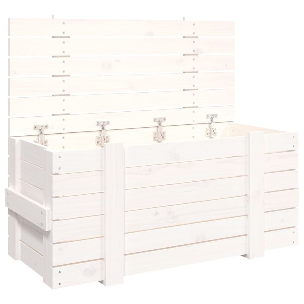 Coffre Blanc 91x40,5x42 cm Bois massif Pin
