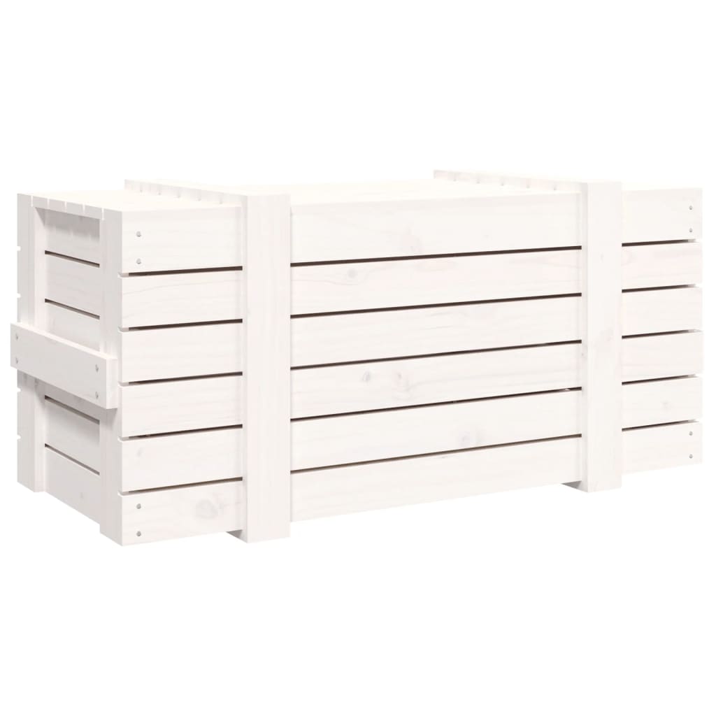Coffre Blanc 91x40,5x42 cm Bois massif Pin