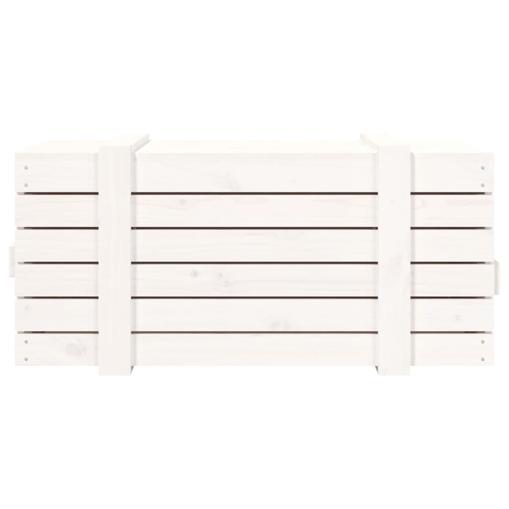 Coffre Blanc 91x40,5x42 cm Bois massif Pin