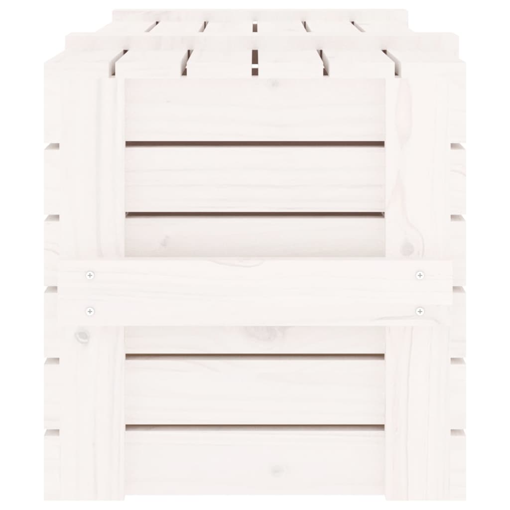 Coffre Blanc 91x40,5x42 cm Bois massif Pin
