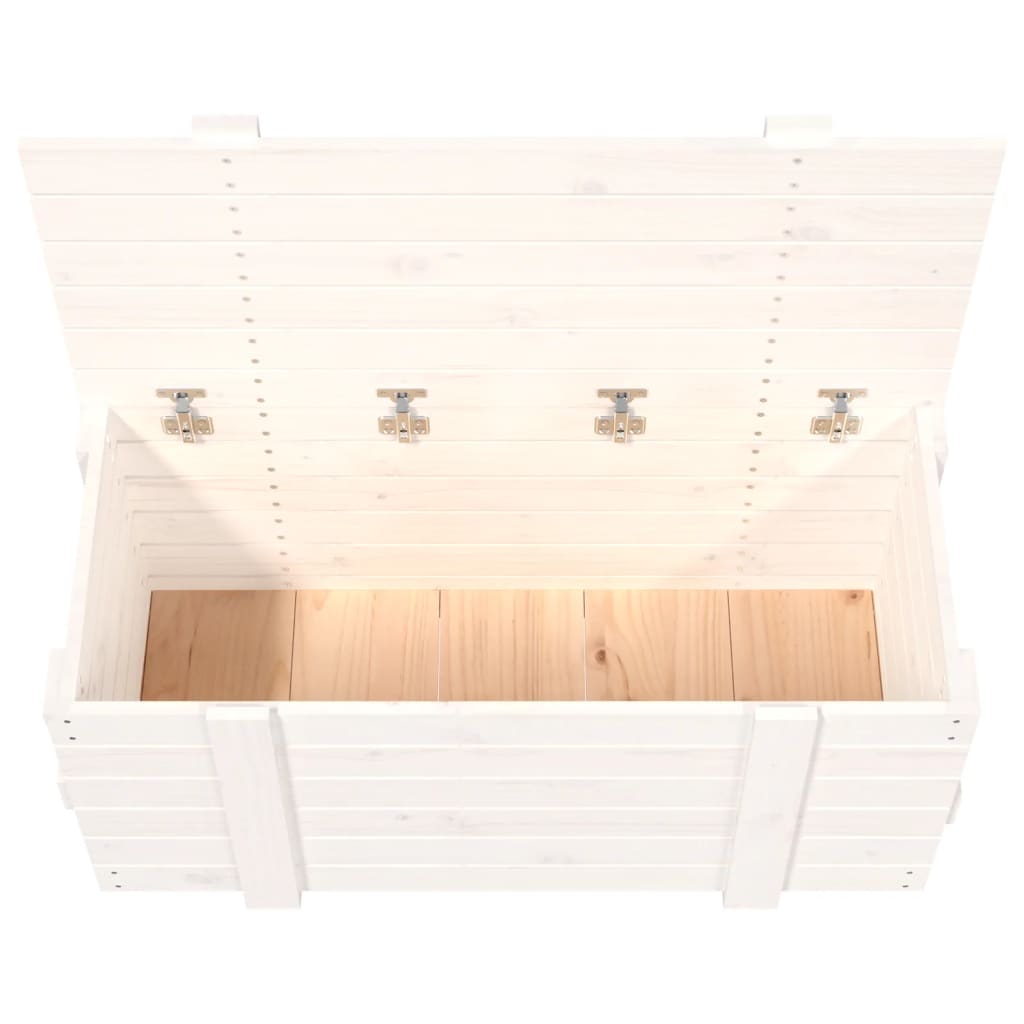 Coffre Blanc 91x40,5x42 cm Bois massif Pin