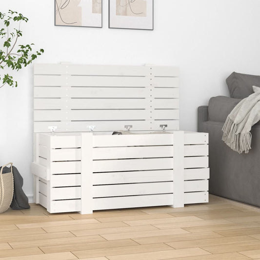 Chest White 91x40.5x42 cm Solid Pine