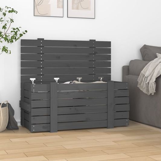 Chest Grey 91x40.5x42 cm Solid Pine