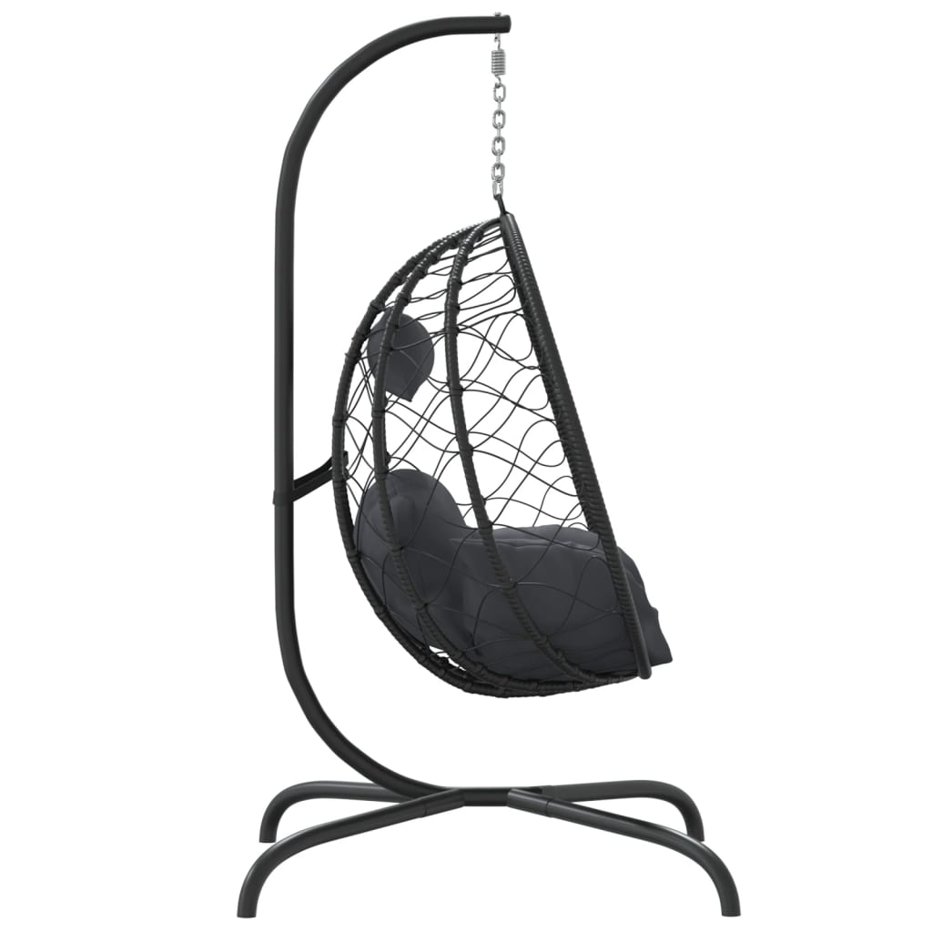 Hängesessel mit Kissen Anthrazit Poly Rattan & Stahl