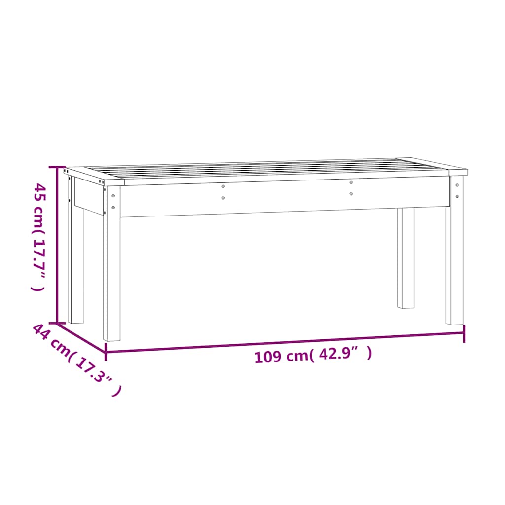 Gartenbank Grau 109x44x45 cm Massivholz Kiefer