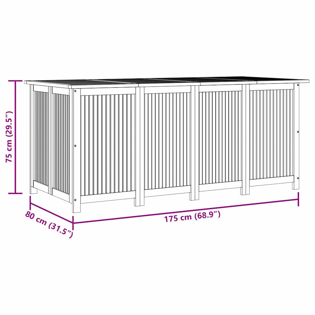 Gartenbox 175x80x75 cm Massivholz Akazie