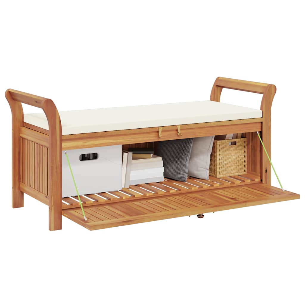 Garten-Truhenbank mit Kissen 126 cm Massivholz Akazie