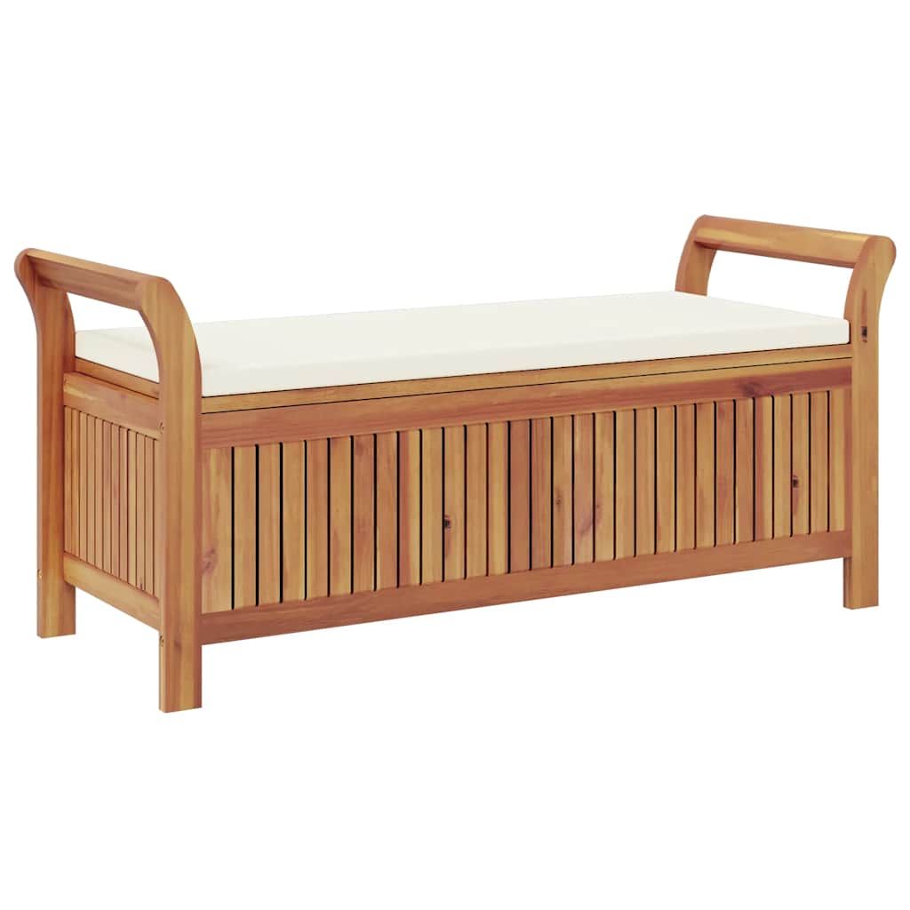 Garten-Truhenbank mit Kissen 126 cm Massivholz Akazie