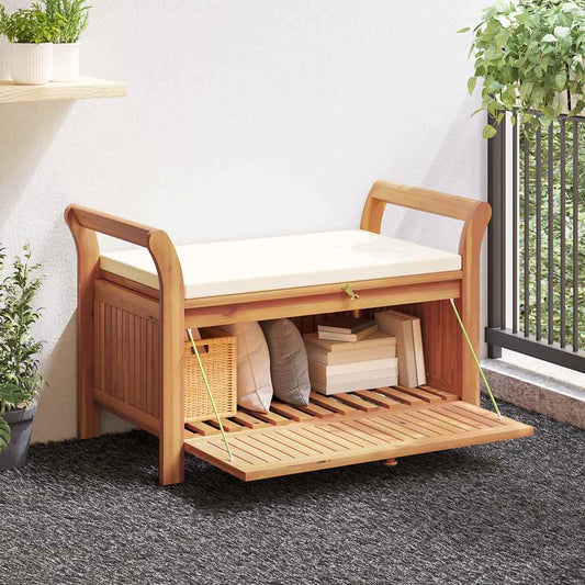 Garten-Truhenbank mit Kissen 126 cm Massivholz Akazie