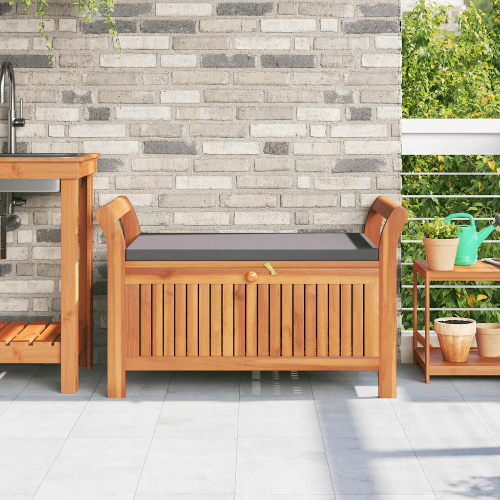 Garten-Truhenbank mit Kissen 91 cm Massivholz Akazie