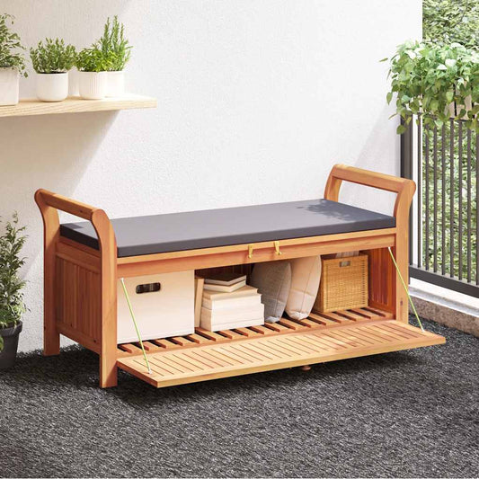 Garten-Truhenbank mit Kissen 126 cm Massivholz Akazie