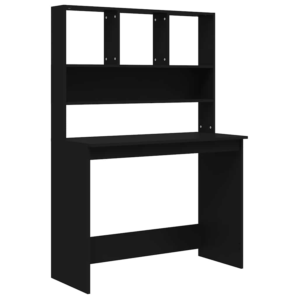 Desk with Shelf Black 102x45x148 cm Engineered Wood
