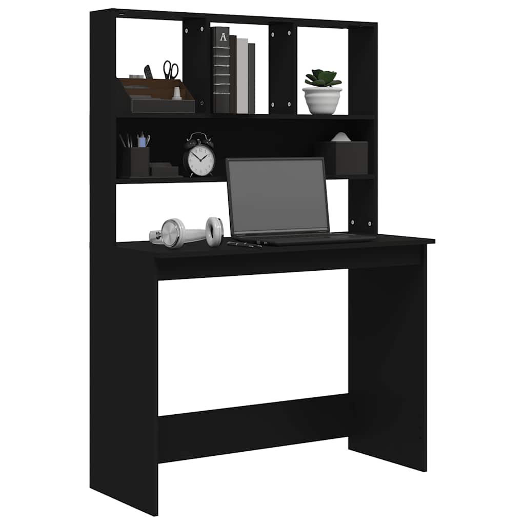 Desk with Shelf Black 102x45x148 cm Engineered Wood