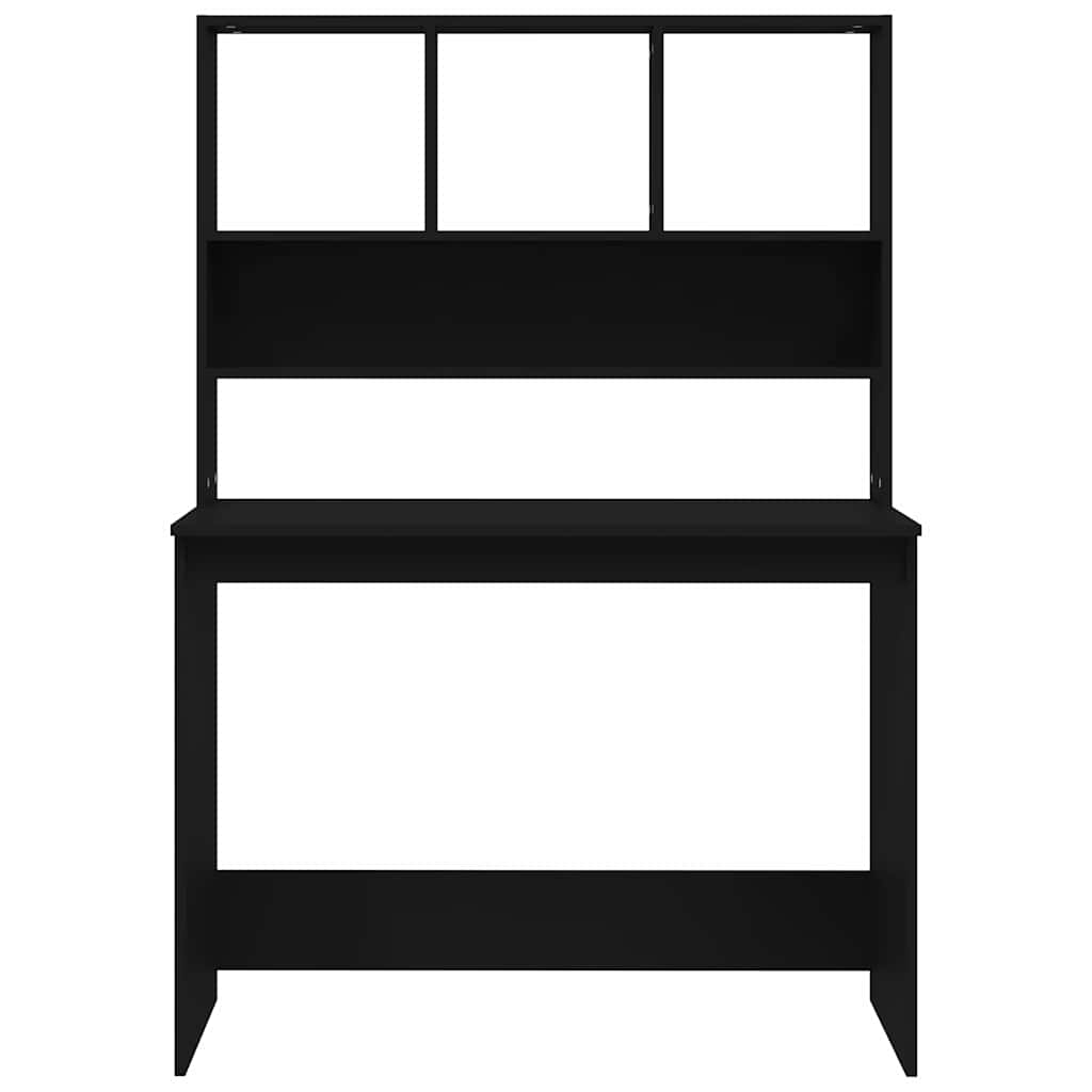 Desk with Shelf Black 102x45x148 cm Engineered Wood